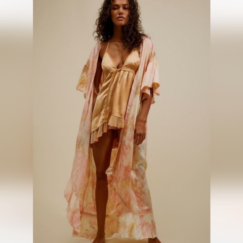 Free People Intimately Women's Moonbeams Washed Robe Size XSmall - Picture 2 of 11